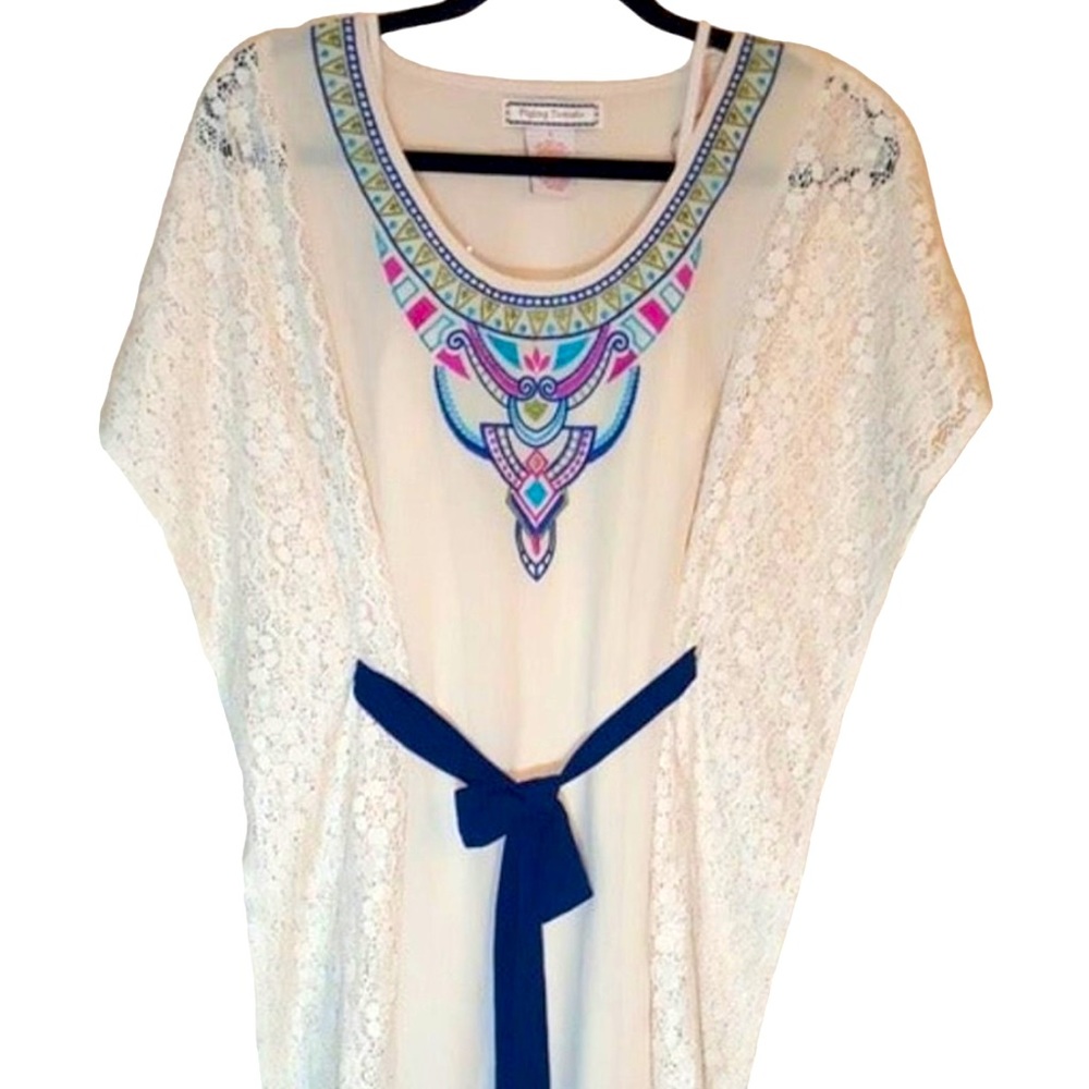 Bin 2C Flying tomato embroidered Boho Cover UP Beach Dress Tunic size small